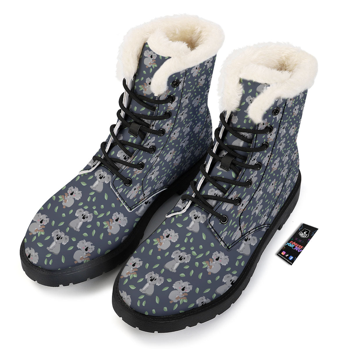 Koala Grey Print Pattern Winter Boots-grizzshop