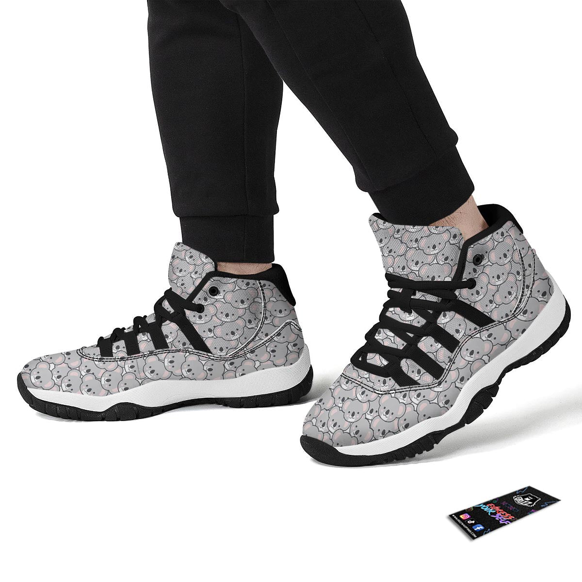 Koala Pattern Print Black Bball Shoes-grizzshop