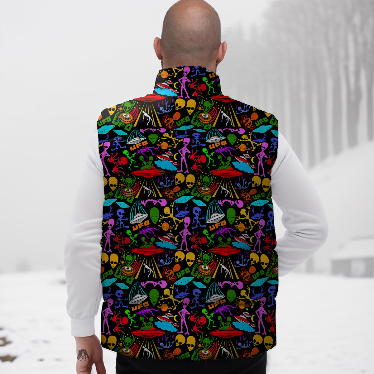 Koala Pattern Print Down Vest-grizzshop