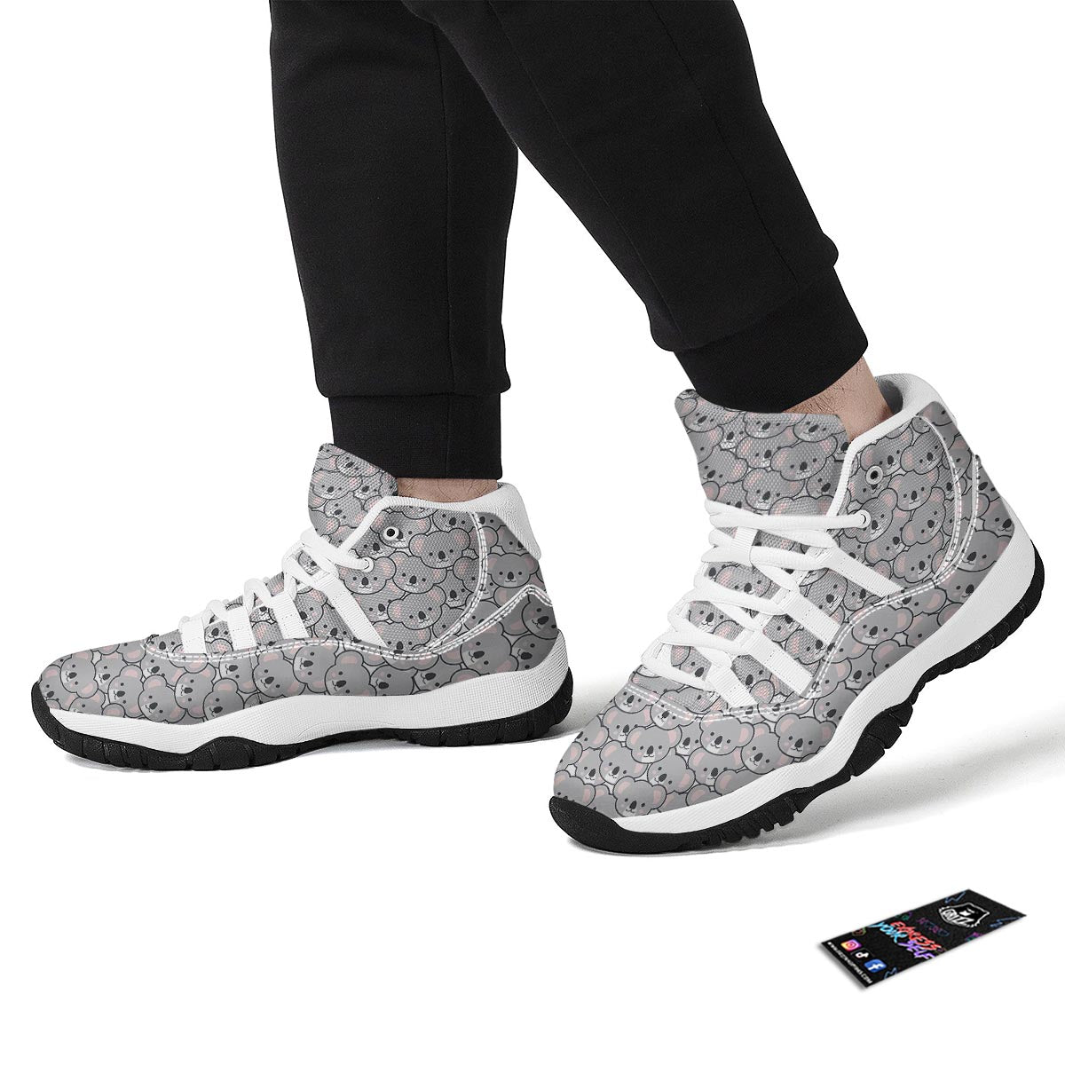 Koala Pattern Print White Bball Shoes-grizzshop