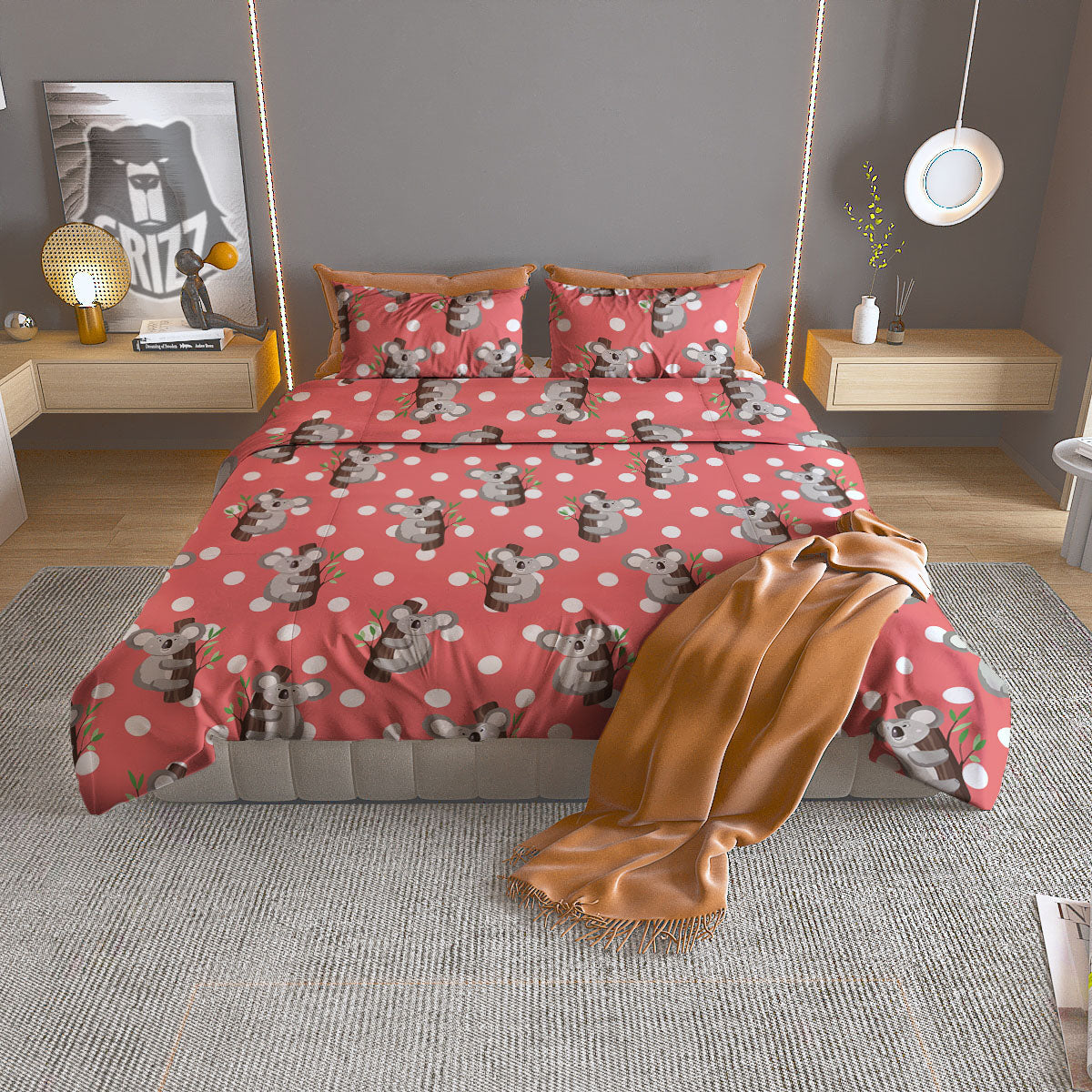 Lavender Watercolor Print Pattern Duvet Cover Bedding Set