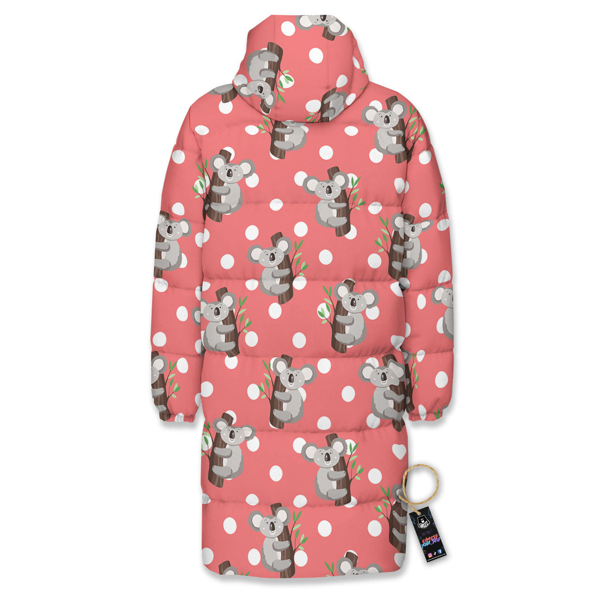 Koala Polka Dot Print Pattern Long Down Jacket-grizzshop