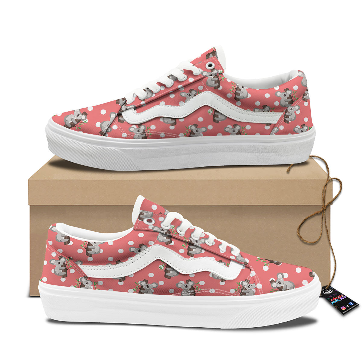 Koala Polka Dot Print Pattern Skate Shoes-grizzshop