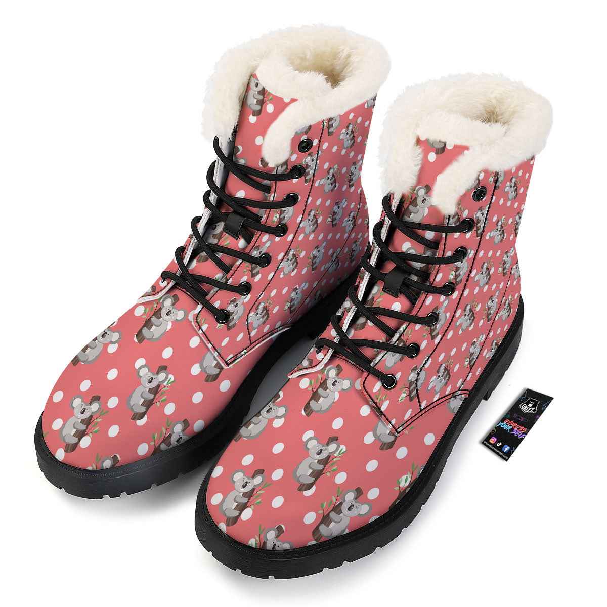 Koala Polka Dot Print Pattern Winter Boots-grizzshop