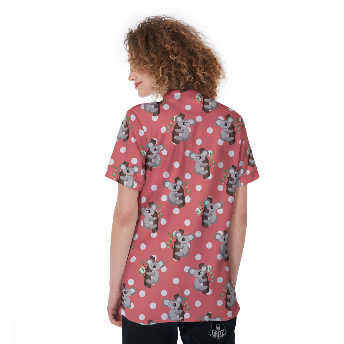 Koala Polka Dot Print Pattern Women's Golf Shirts-grizzshop