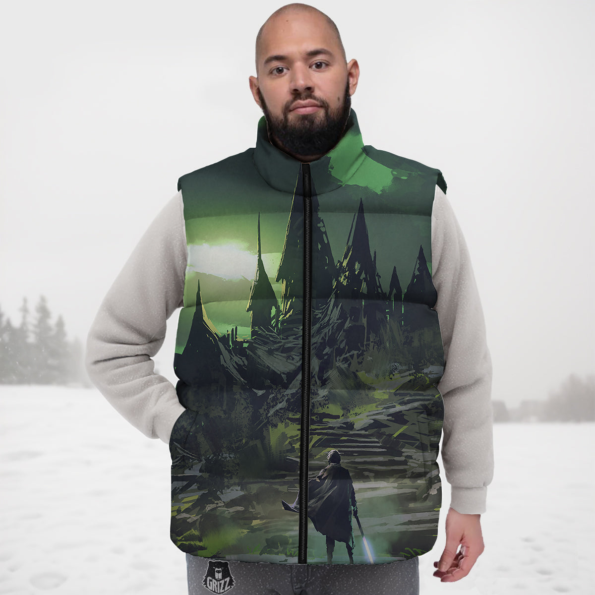 Koala Print Pattern Down Vest-grizzshop
