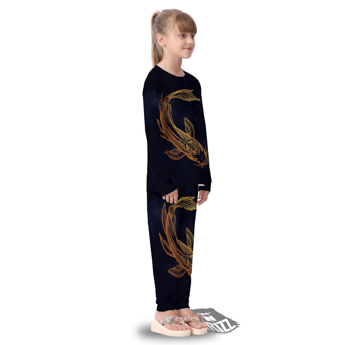 Koi Carp Golden Spiritual Print Kid's Pajamas-grizzshop