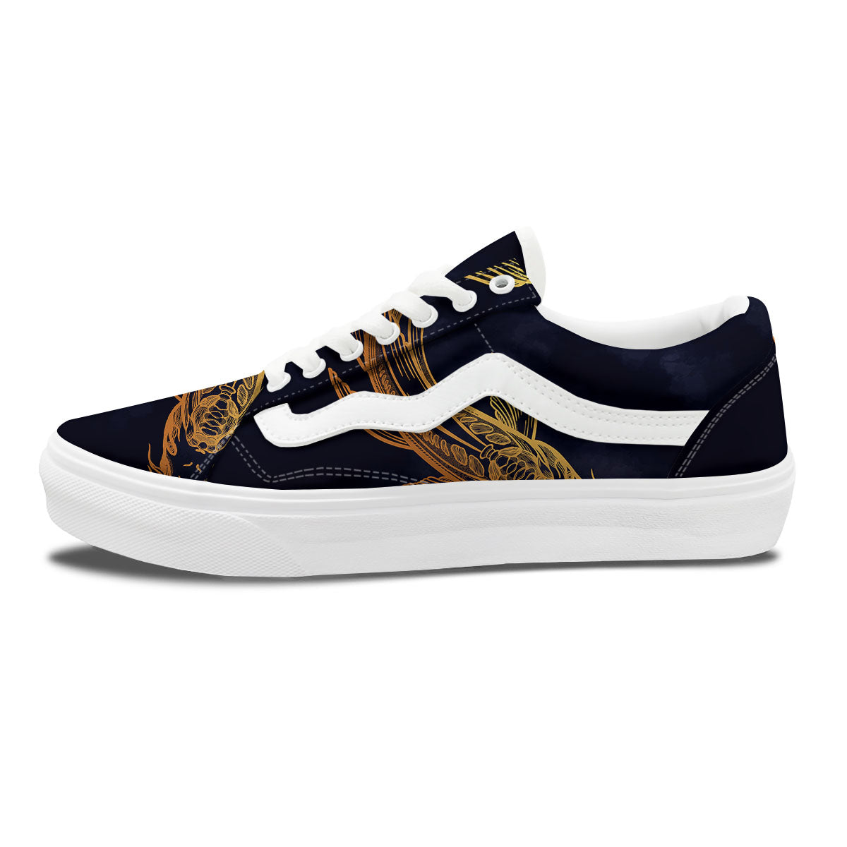 Koi Carp Golden Spiritual Print Skate Shoes-grizzshop