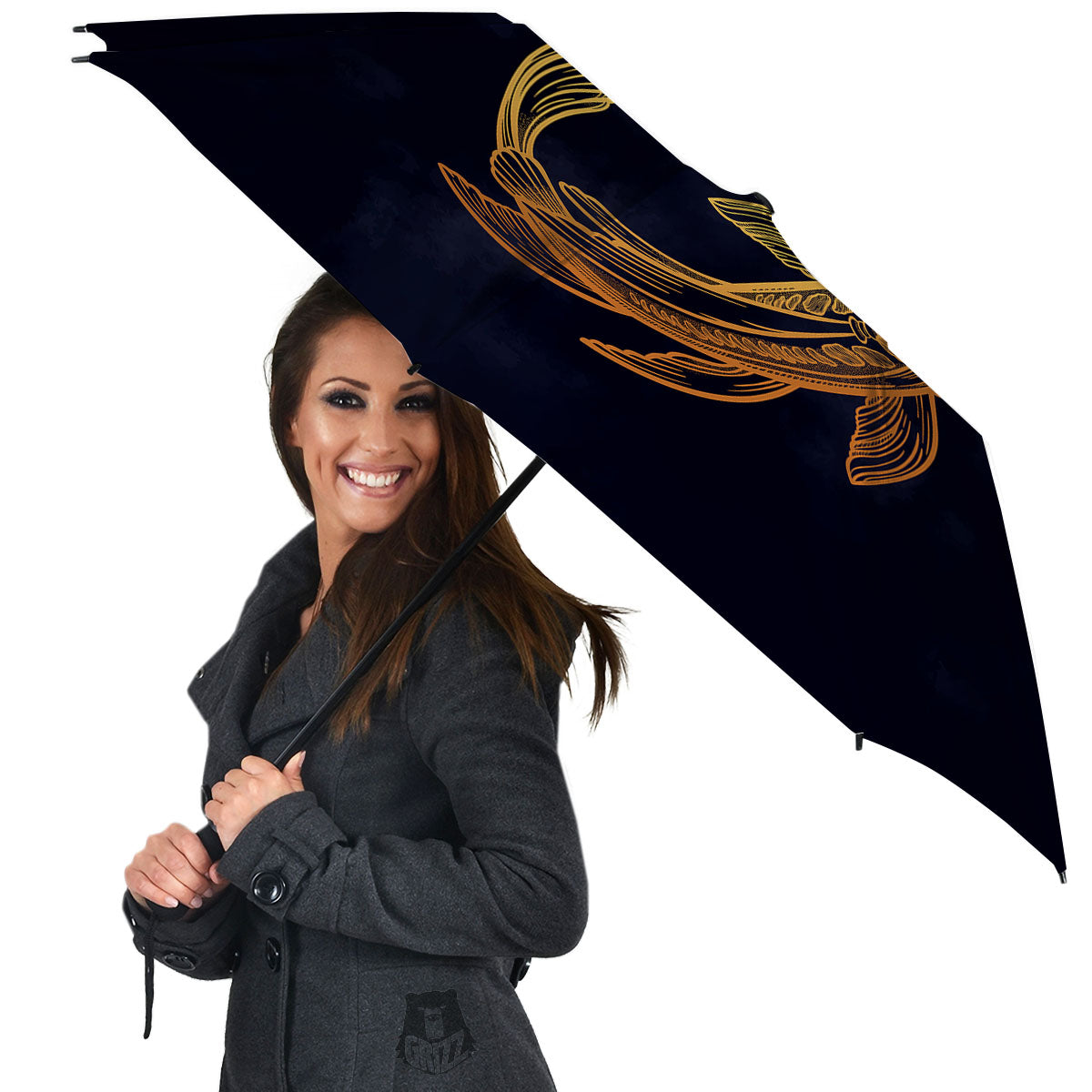 Koi Carp Golden Spiritual Print Umbrella-grizzshop