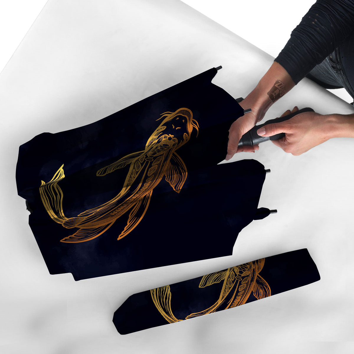 Koi Carp Golden Spiritual Print Umbrella-grizzshop