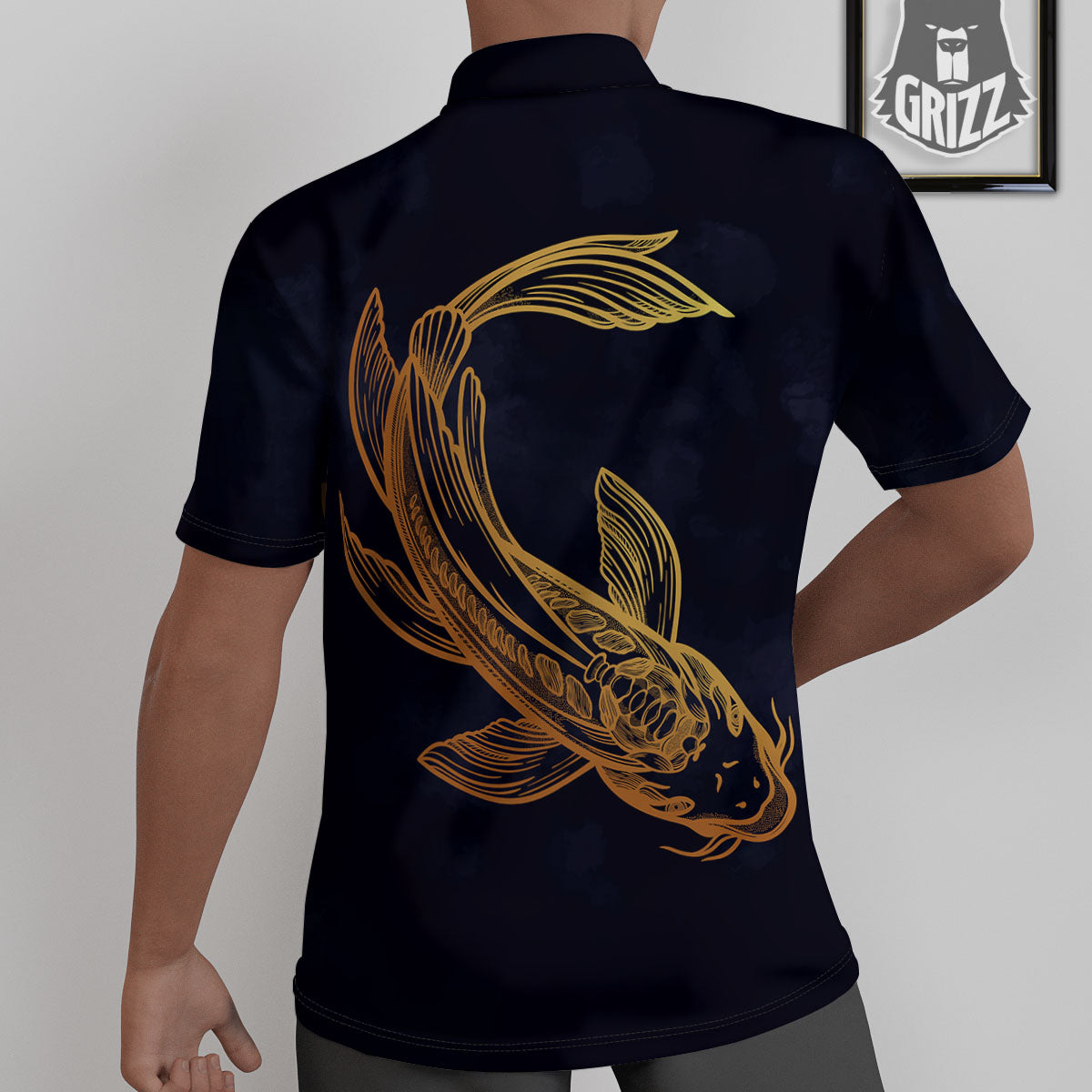Koi Carp Golden Spiritual Print Untucked Shirts-grizzshop