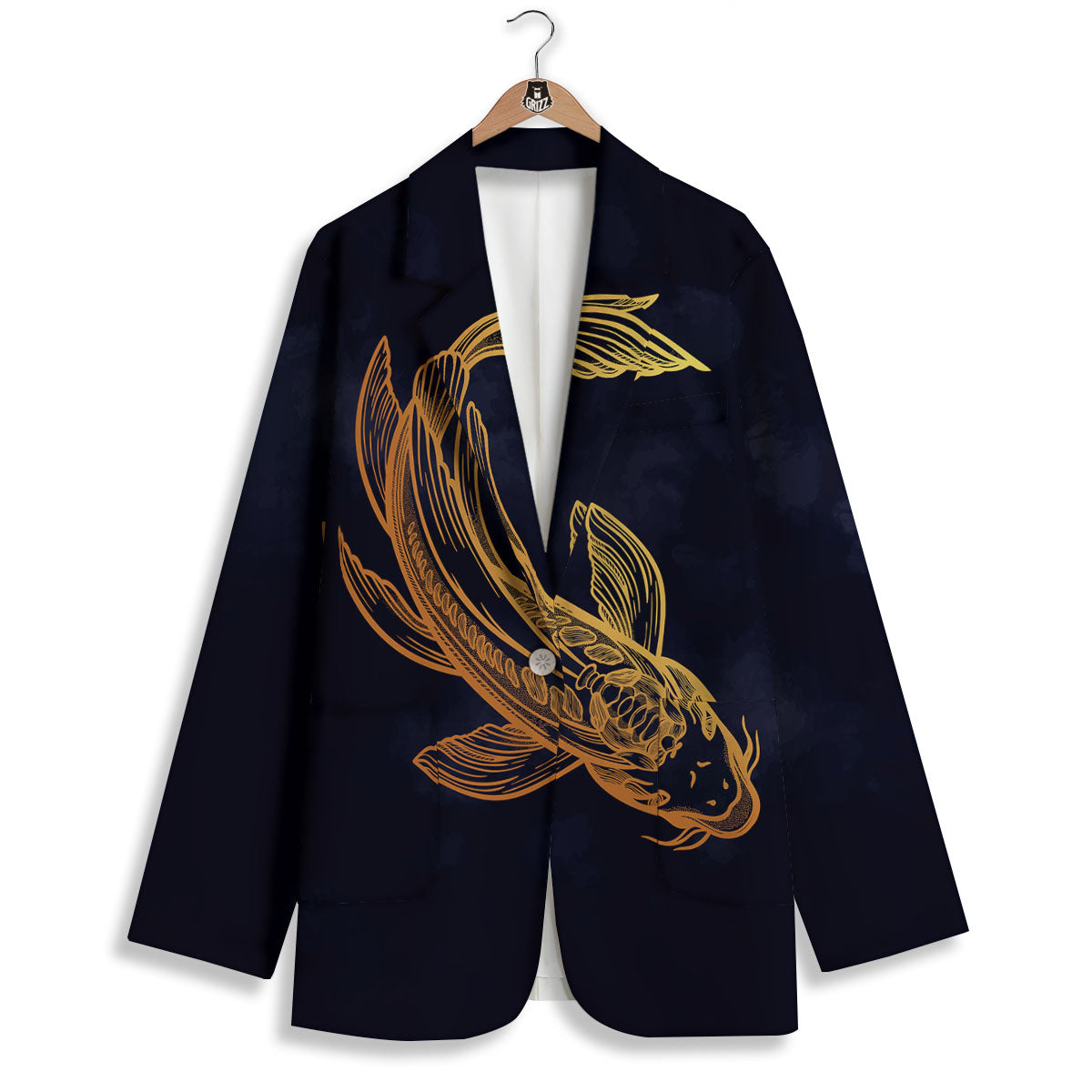 Koi Carp Golden Spiritual Print Women's Blazer-grizzshop
