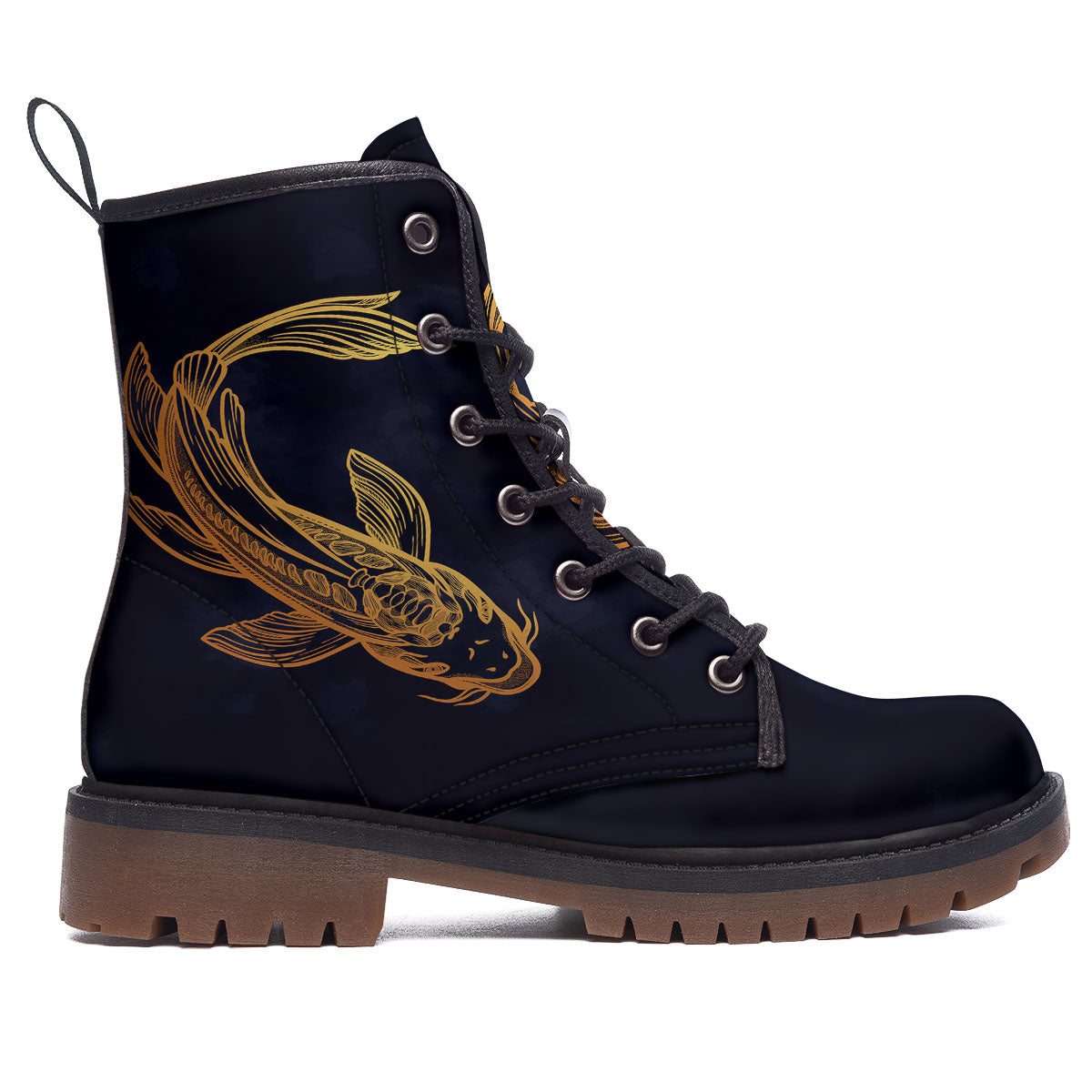 Koi Carp Golden Spiritual Print Work Boots-grizzshop
