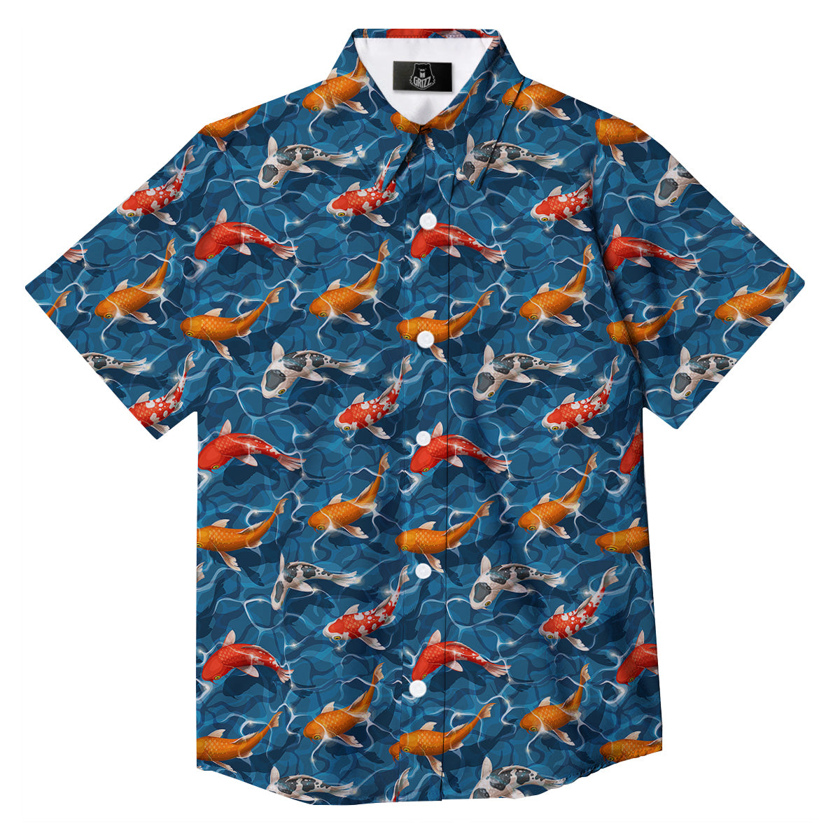 Koi Carps Print Pattern Button Up Shirt-grizzshop