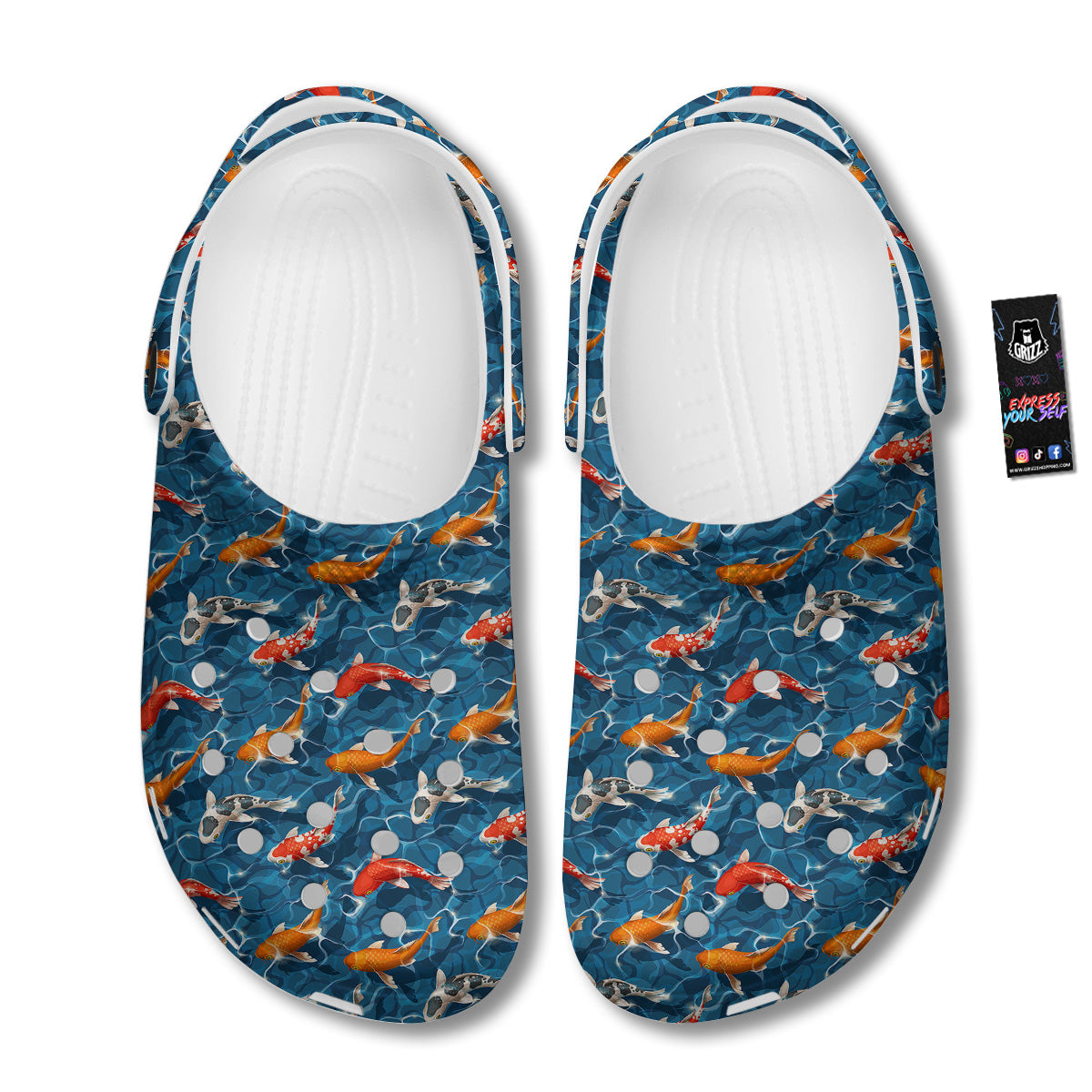 Koi Carps Print Pattern Clog-grizzshop
