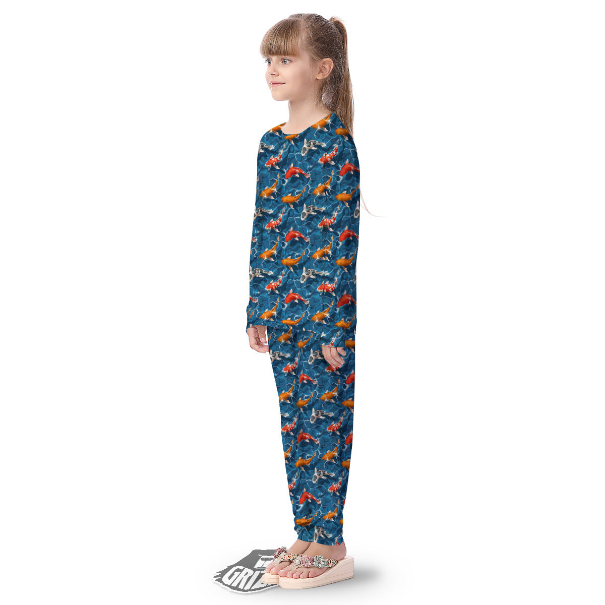 Koi Carps Print Pattern Kid's Pajamas-grizzshop