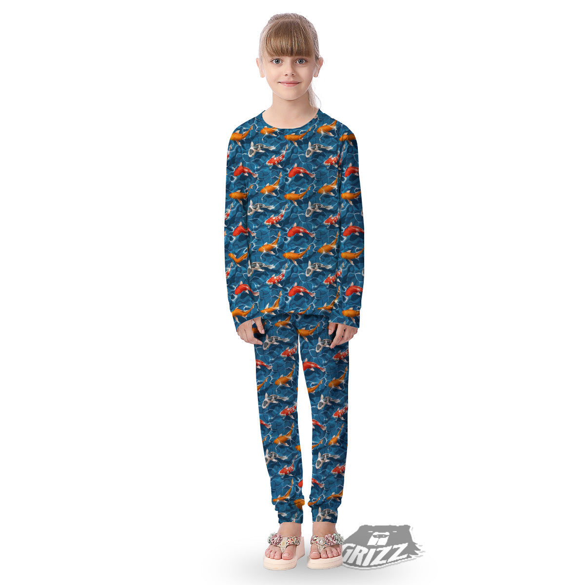 Koi Carps Print Pattern Kid's Pajamas-grizzshop