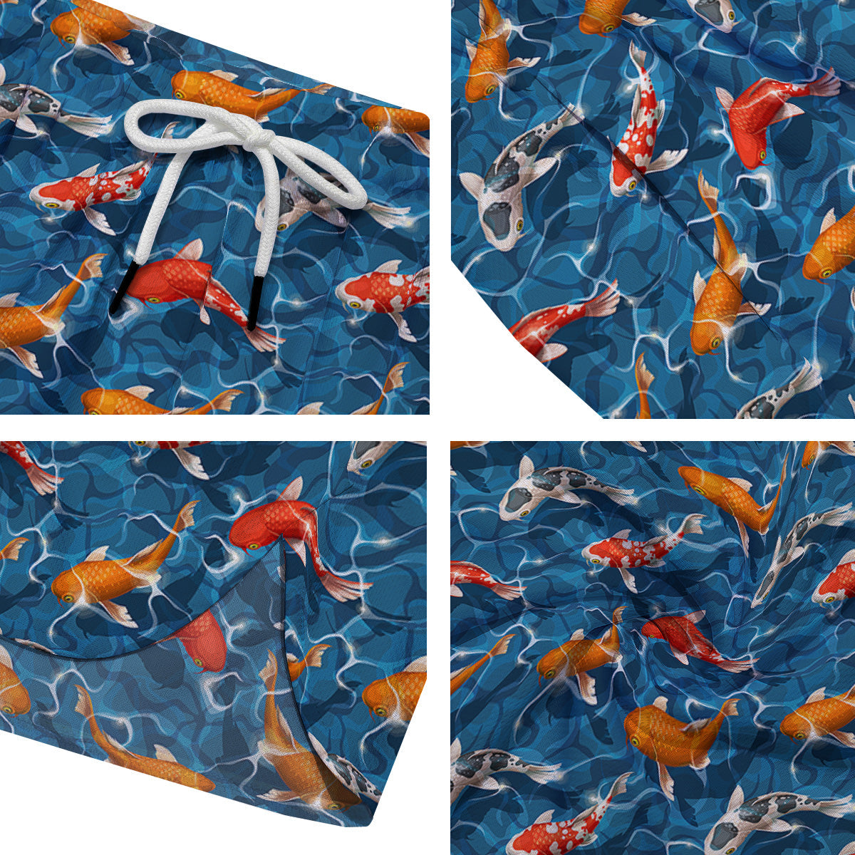 Koi Carps Print Pattern Men's Running Shorts-grizzshop