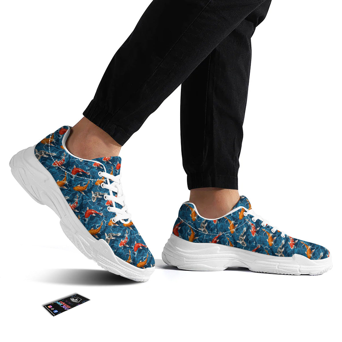 Koi Carps Print Pattern White Chunky Shoes-grizzshop