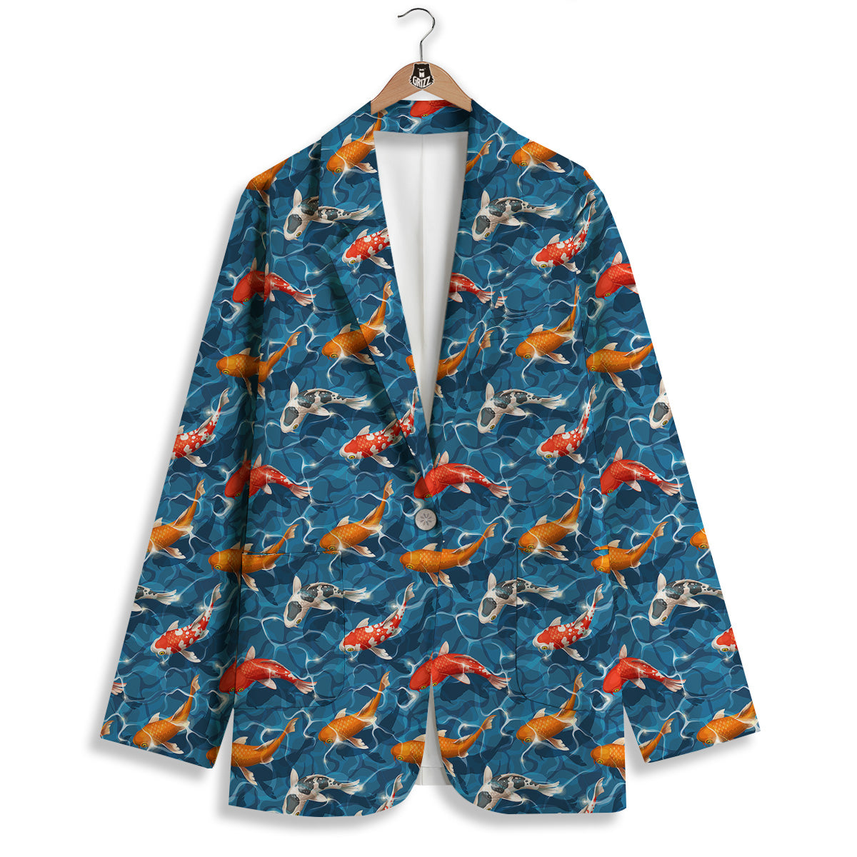 Koi Carps Print Pattern Women's Blazer-grizzshop