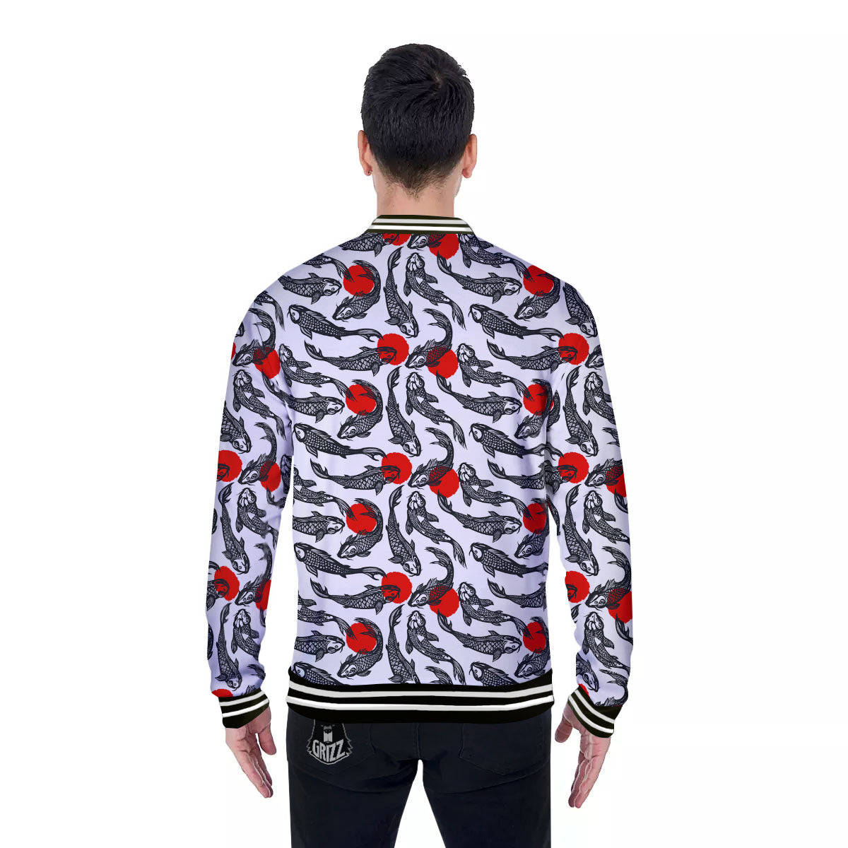Koi Fish Carp Japanese Print Pattern Baseball Jacket-grizzshop