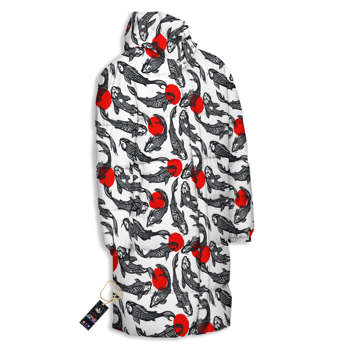 Koi Fish Carp Japanese Print Pattern Long Down Jacket-grizzshop