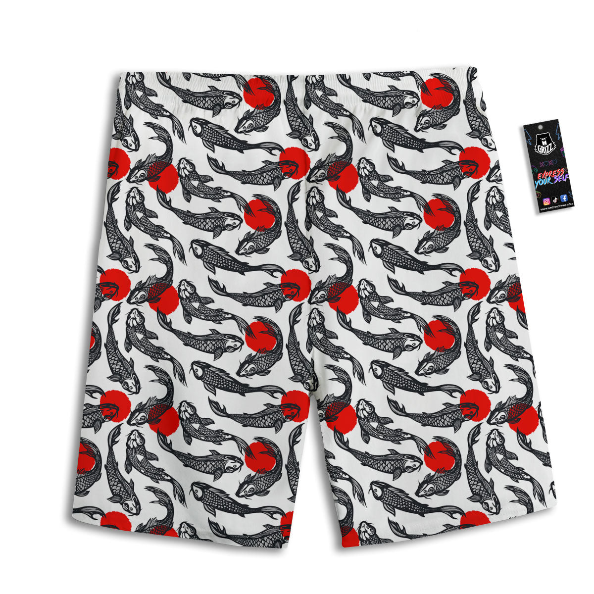 Koi Fish Carp Japanese Print Pattern Men's Athletic Shorts