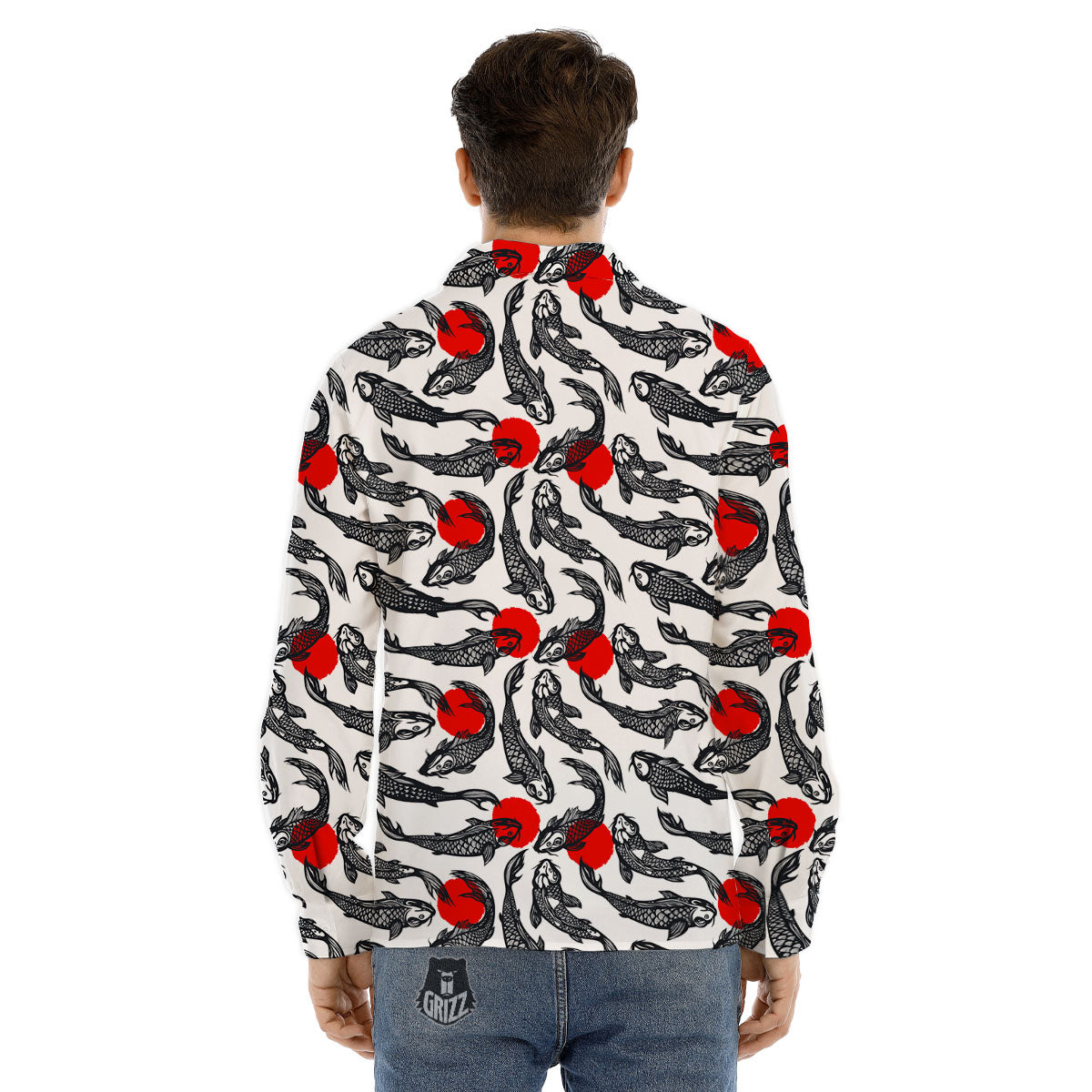 Koi Fish Carp Japanese Print Pattern Men's Dress Shirts-grizzshop