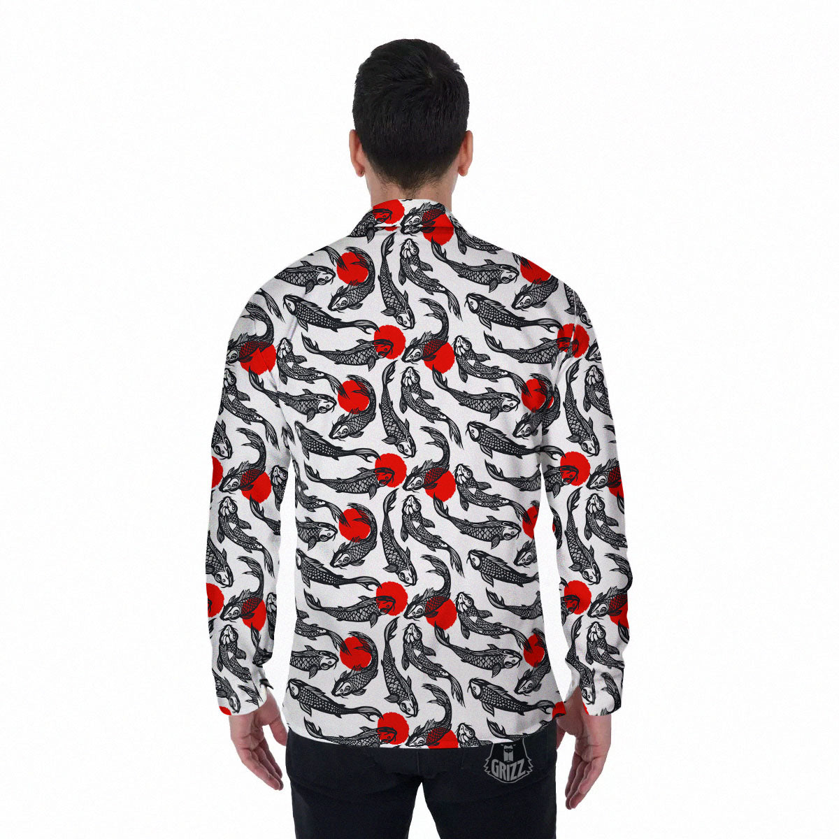 Koi Fish Carp Japanese Print Pattern Men's Long Sleeve Shirts-grizzshop