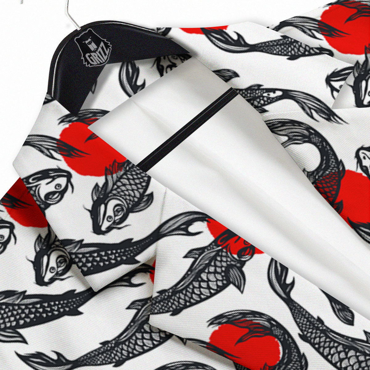 Koi Fish Carp Japanese Print Pattern Men's Sport Coat-grizzshop