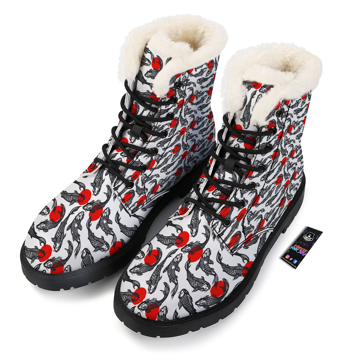 Koi Fish Carp Japanese Print Pattern Winter Boots-grizzshop