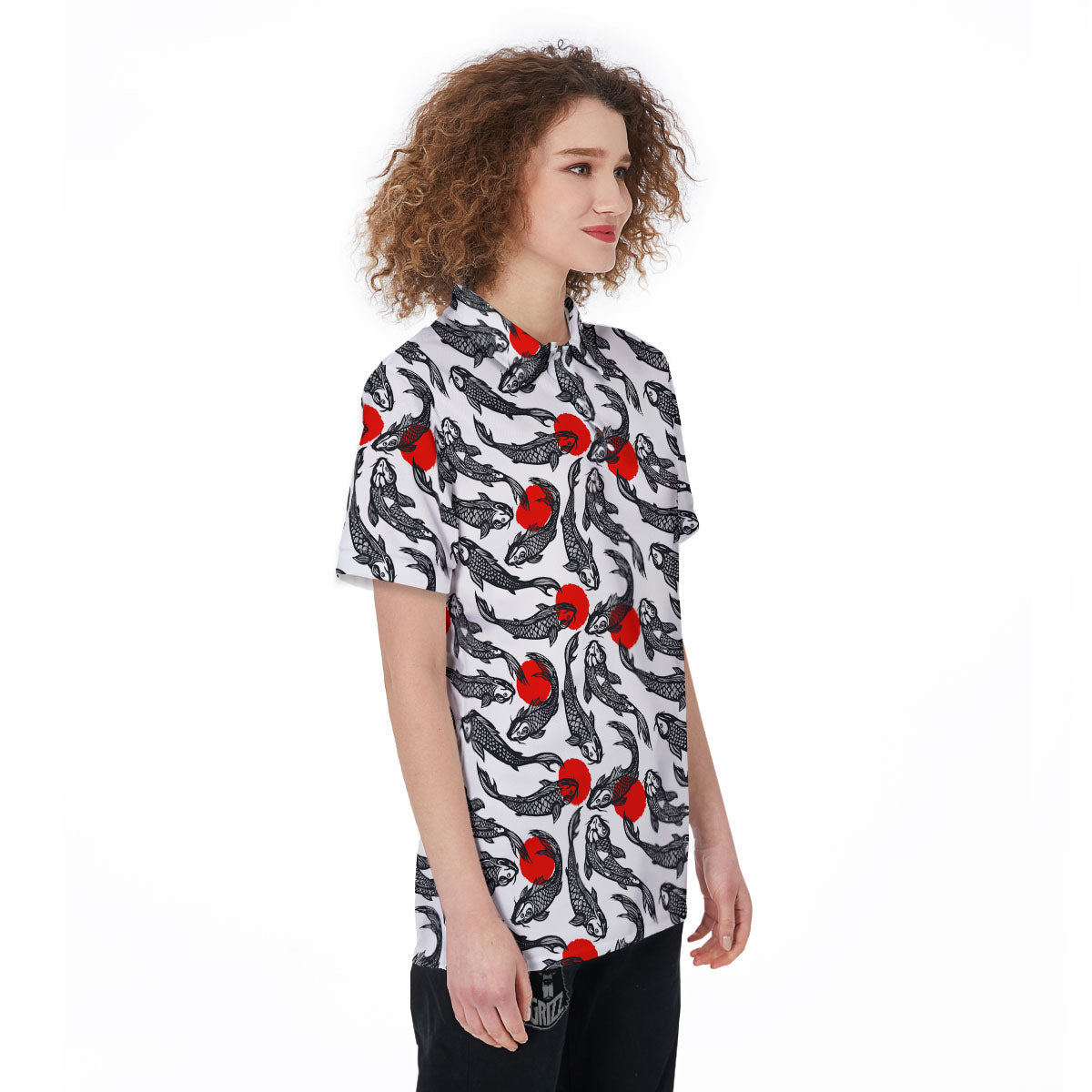 Koi Fish Carp Japanese Print Pattern Women's Golf Shirts-grizzshop