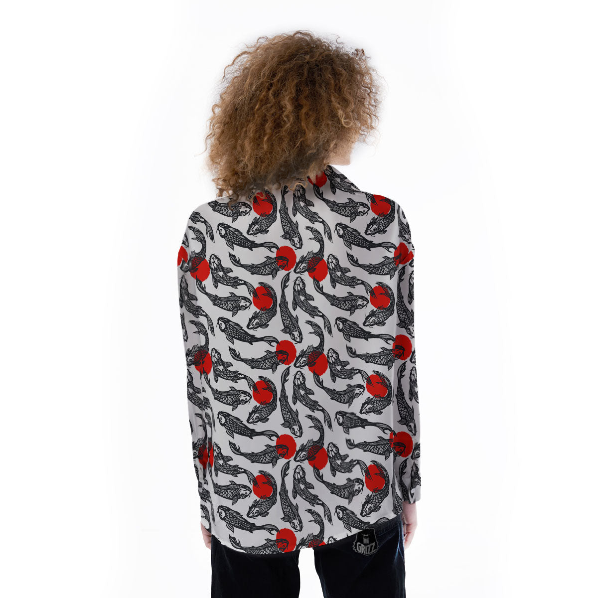 Koi Fish Carp Japanese Print Pattern Women's Long Sleeve Shirts-grizzshop