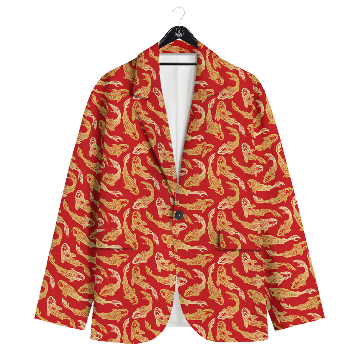Koi Fish Chinese Print Pattern Men's Sport Coat-grizzshop