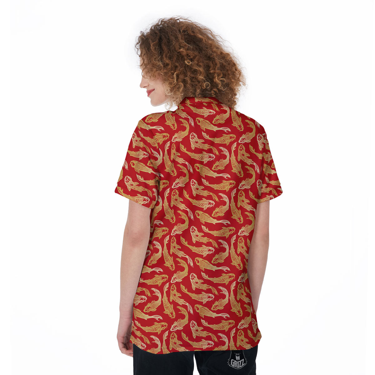 Koi Fish Chinese Print Pattern Women's Golf Shirts-grizzshop