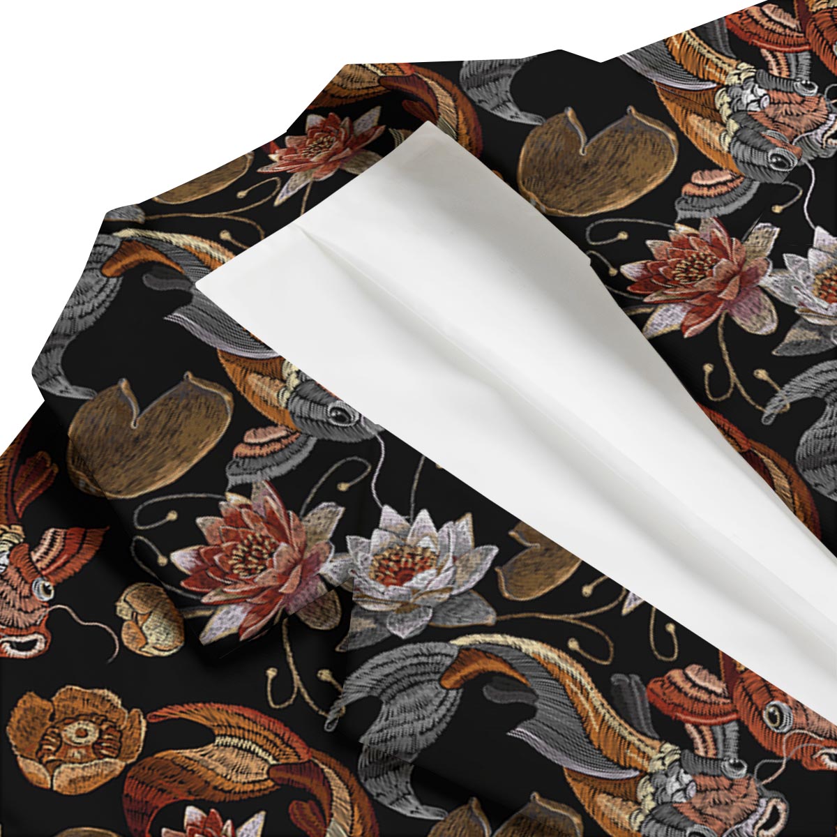 Koi Fish Crochet Lotus Pattern Print Men's Blazer-grizzshop