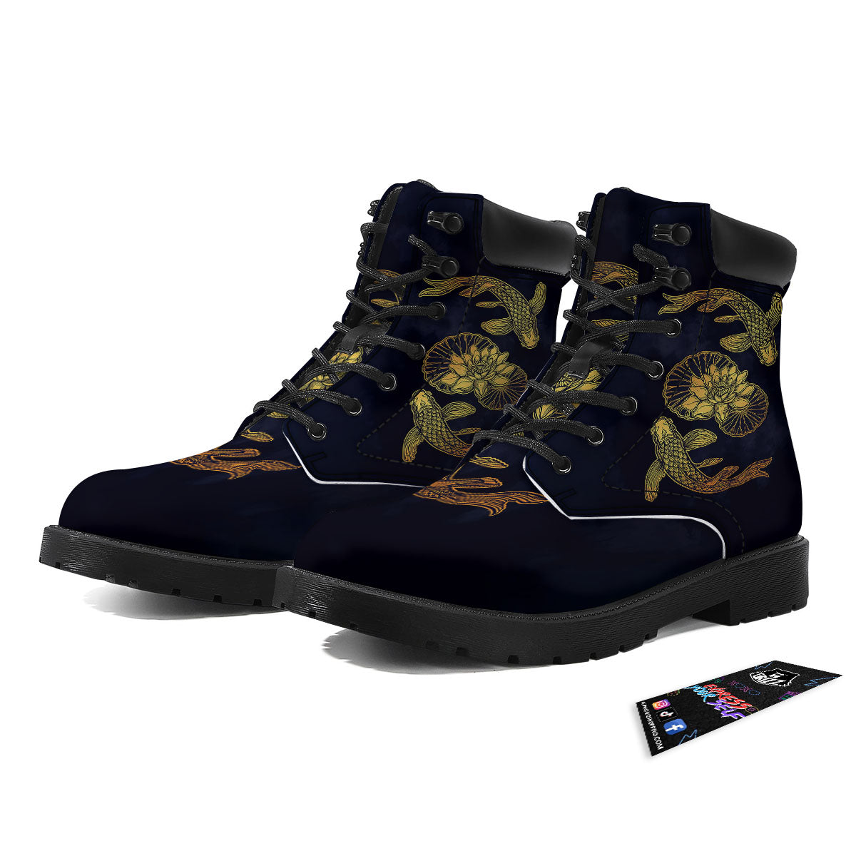 Koi Fish Golden Spiritual Print Boots-grizzshop