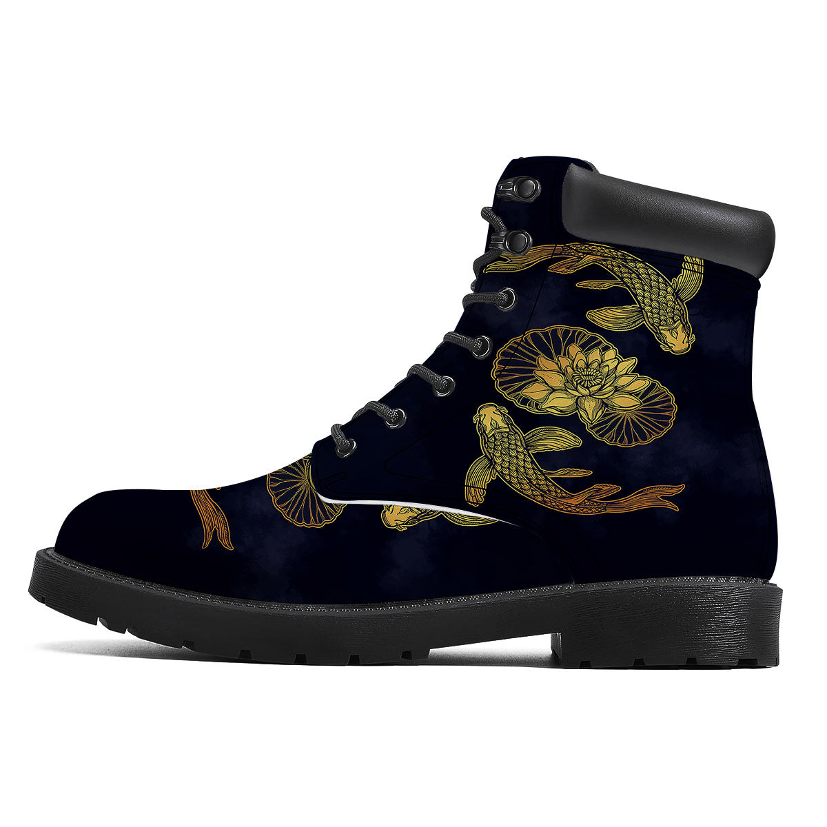 Koi Fish Golden Spiritual Print Boots-grizzshop
