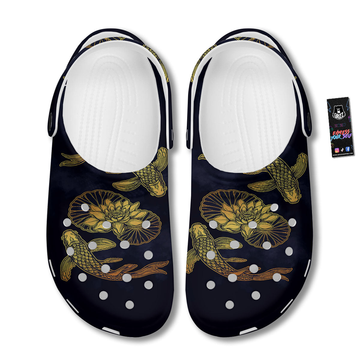 Koi Fish Golden Spiritual Print Clog-grizzshop