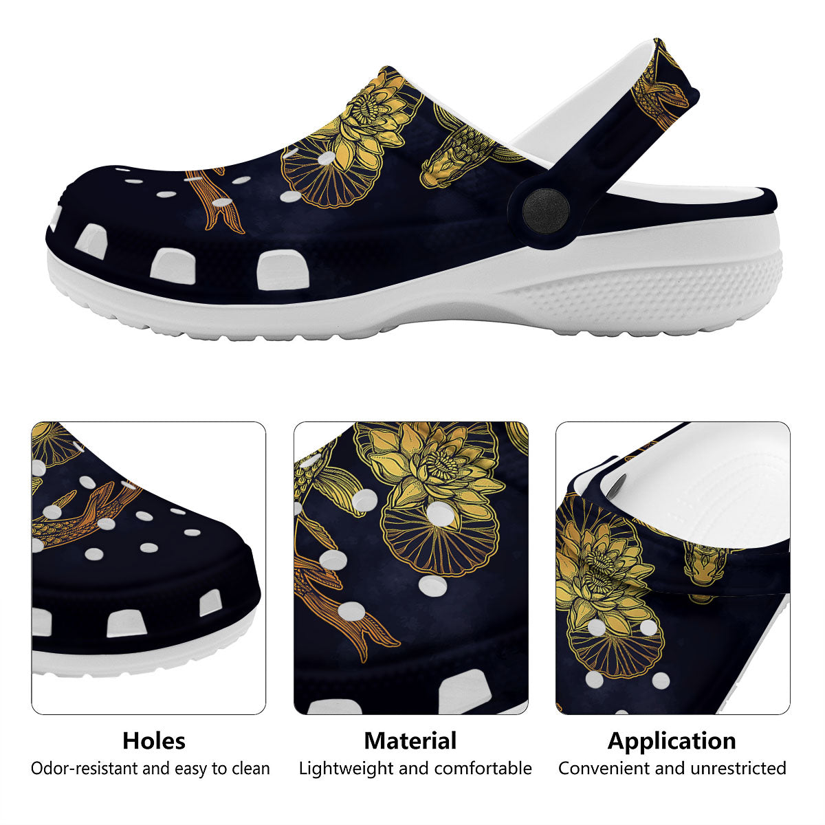 Koi Fish Golden Spiritual Print Clog-grizzshop