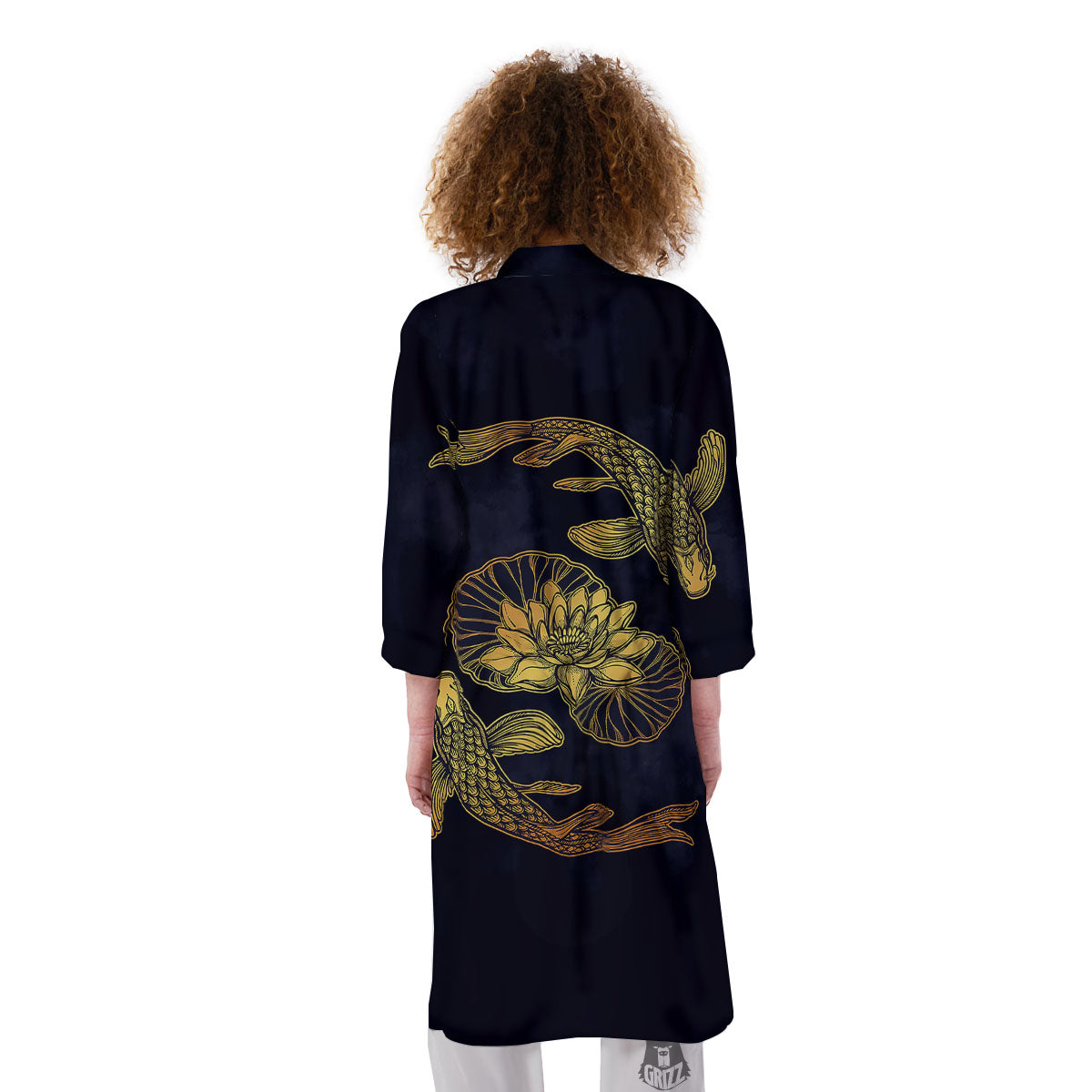 Koi Fish Golden Spiritual Print Kimono-grizzshop