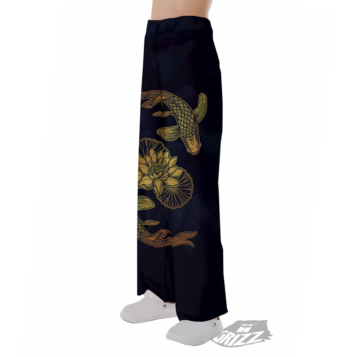 Koi Fish Golden Spiritual Print Pajama Pants-grizzshop