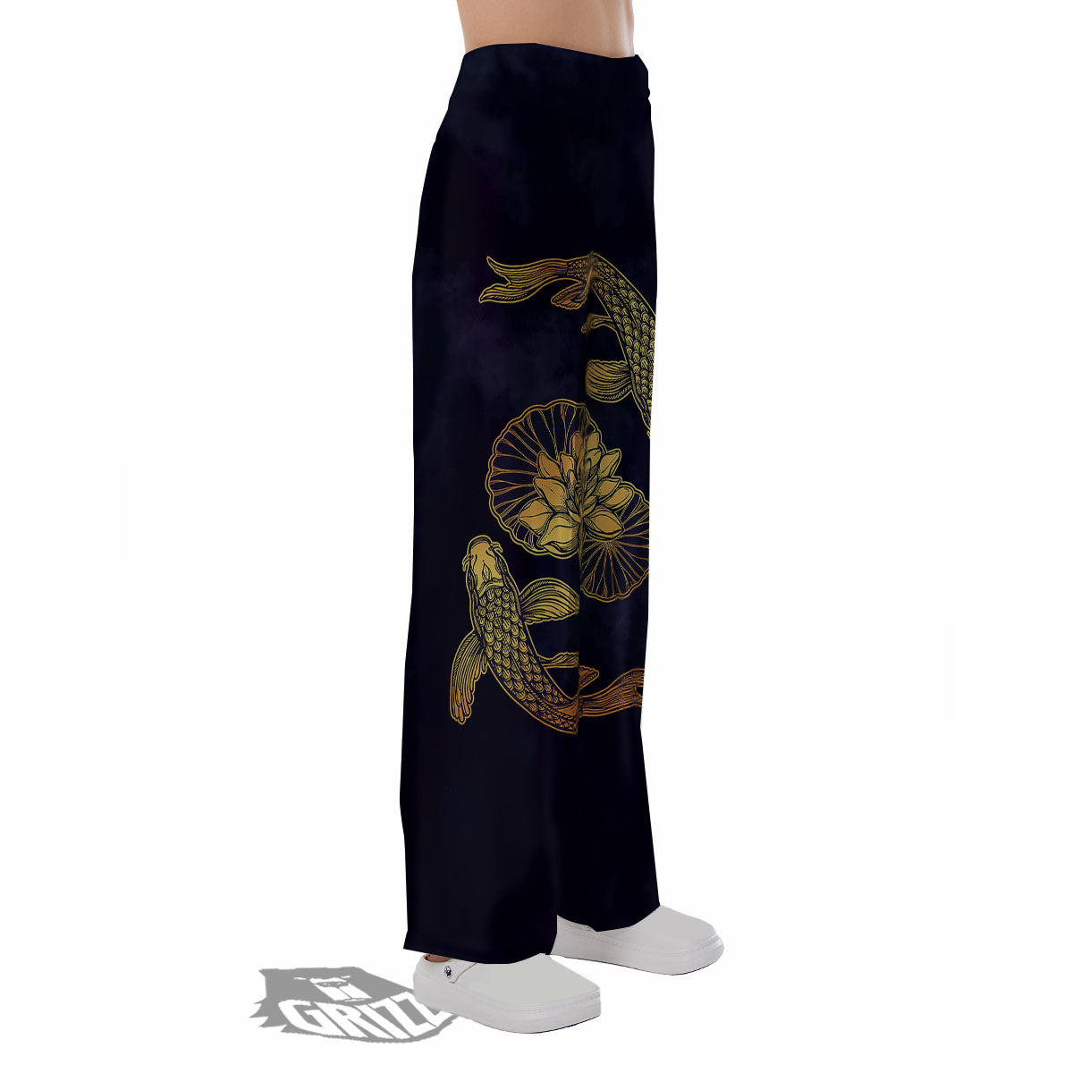 Koi Fish Golden Spiritual Print Pajama Pants-grizzshop