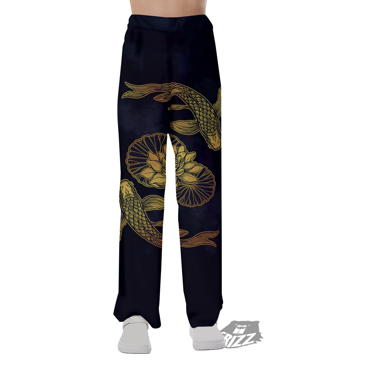 Koi Fish Golden Spiritual Print Pajama Pants-grizzshop