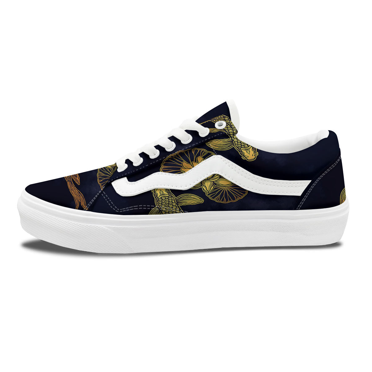 Koi Fish Golden Spiritual Print Skate Shoes-grizzshop