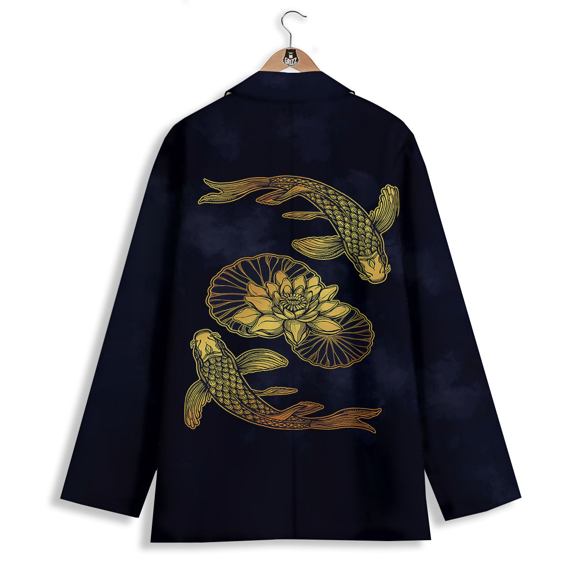 Koi Fish Golden Spiritual Print Women's Blazer-grizzshop