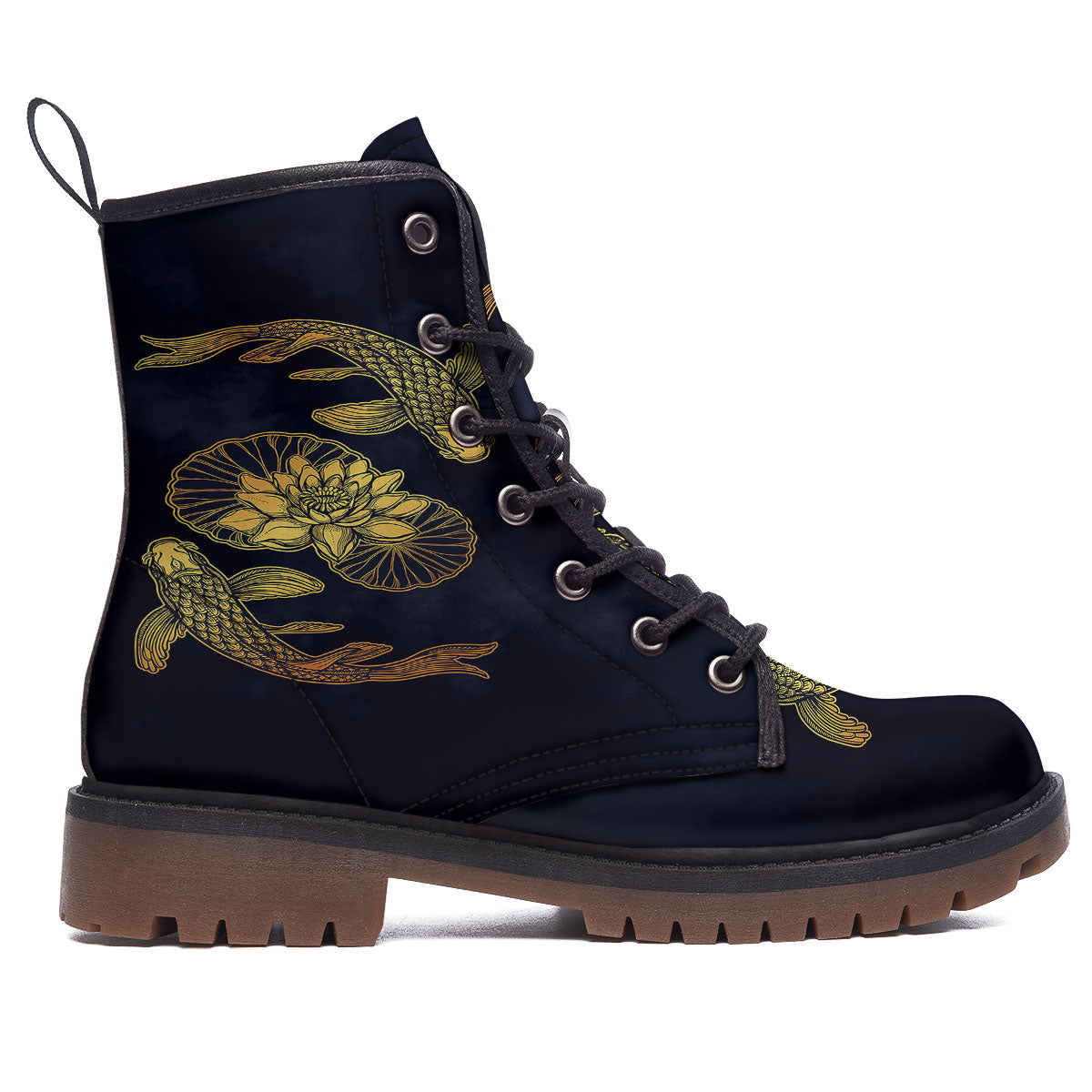 Koi Fish Golden Spiritual Print Work Boots-grizzshop