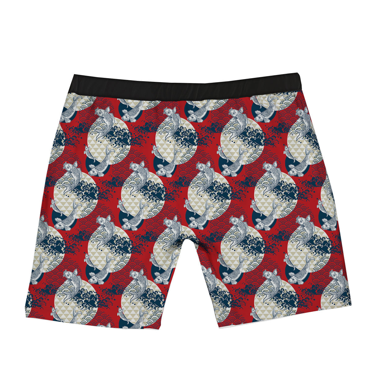 Koi Fish Japanese Wave Print Pattern Boxer Briefs-grizzshop