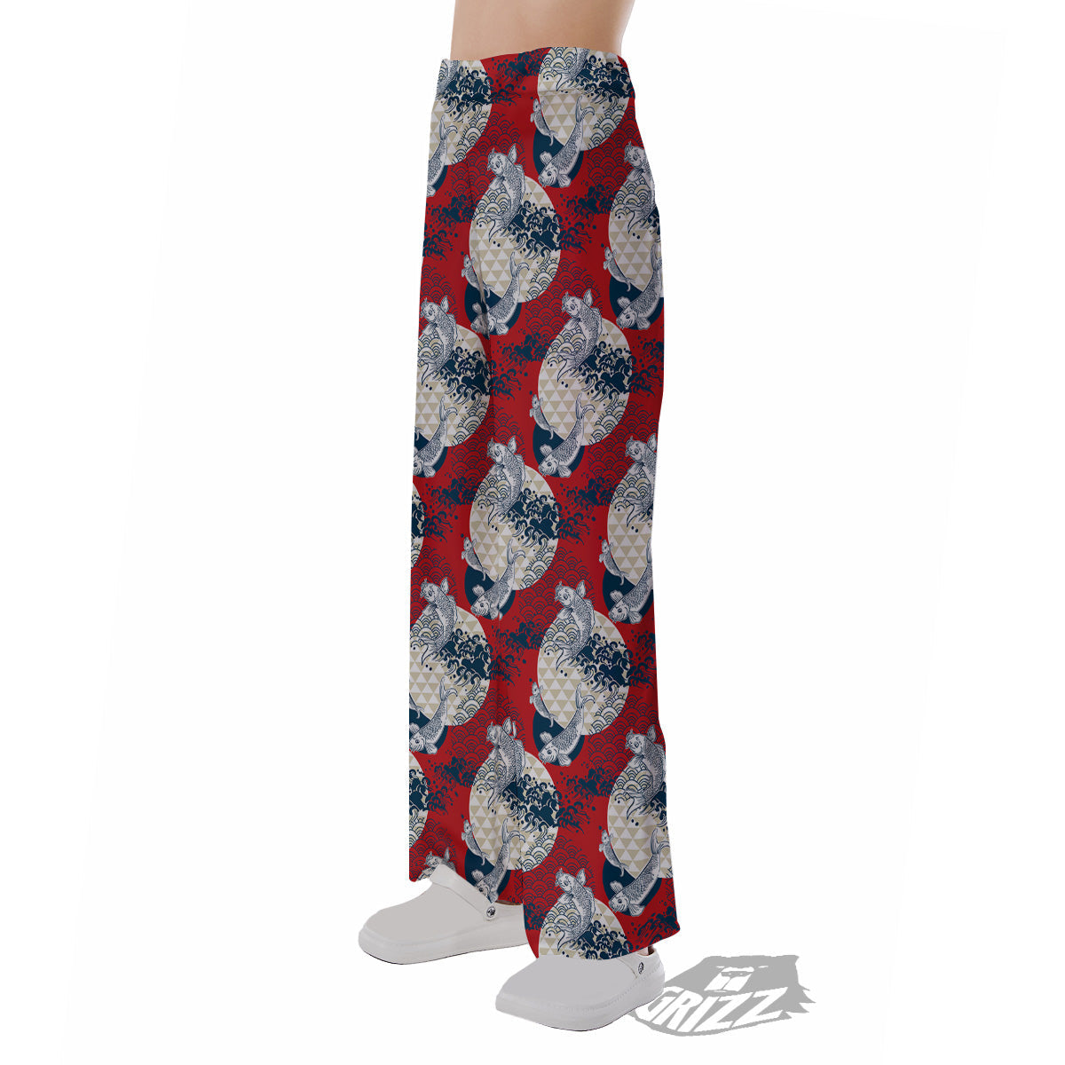 Koi Fish Japanese Wave Print Pattern Pajama Pants-grizzshop