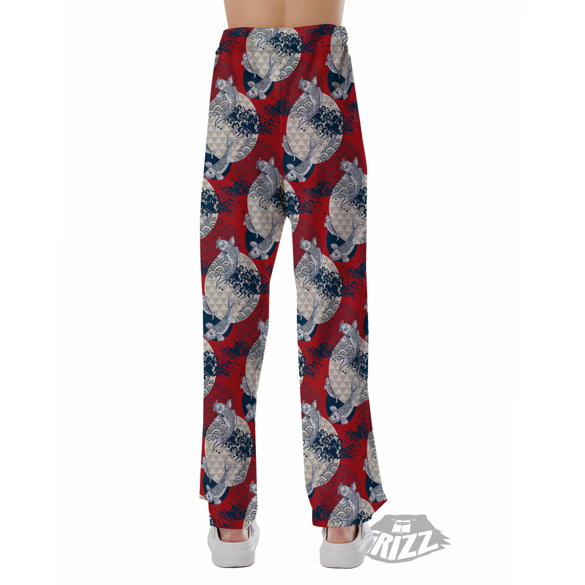 Koi Fish Japanese Wave Print Pattern Pajama Pants-grizzshop